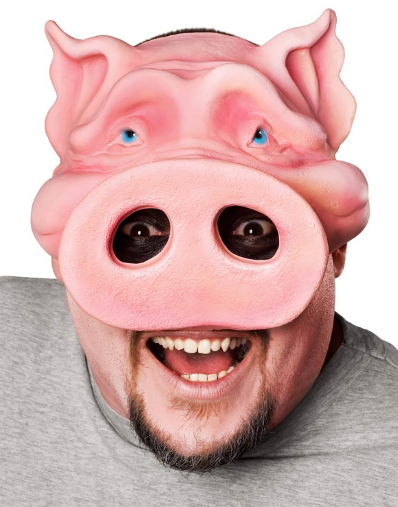 Глупые маски. Резиновая маска свиньи. Смешная миска.