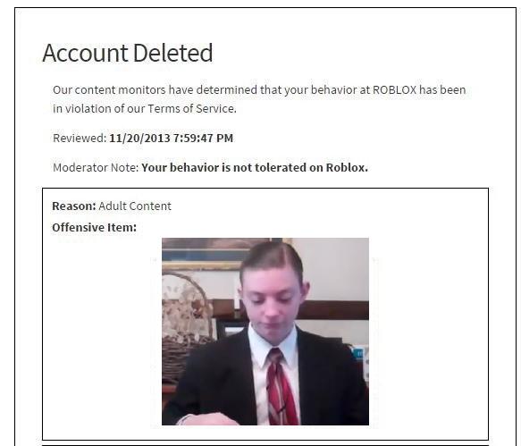 Roblox account deleted
