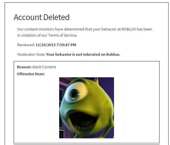 Roblox account deleted